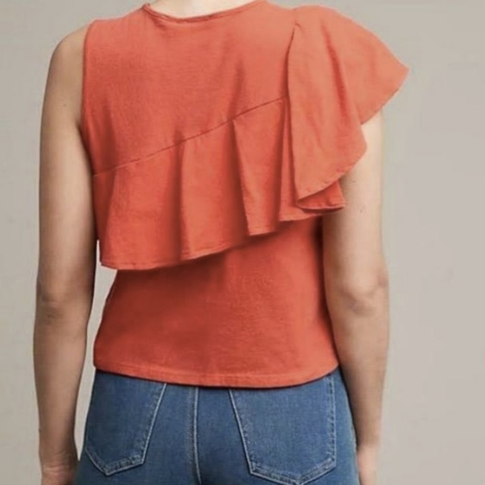 Anthro Ruffled Asymmetry Shell by Postmark Tee - Picture 2 of 8